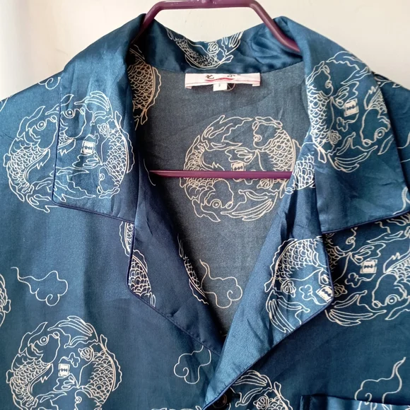 Navy Blue QiGong Silk Top - Picture 3 of 16